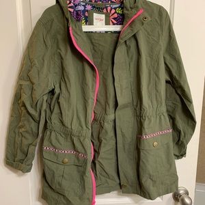 Kids Canvas Jacket with Patterned Hood